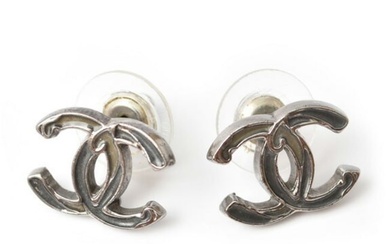 CHANEL Earrings Coco Mark CC Gunmetal