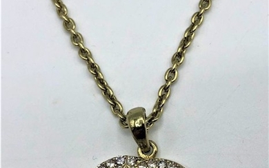 CHANEL Gold Tone with Rhinestones Pendant Necklace