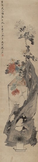 CHRYSANTHEMUMS AND ROCK, Zhao Zhichen 1781-1852