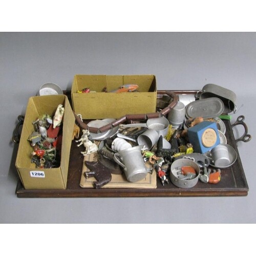 COLLECTION OF DOLLS POTS AND PANS, DIECAST COLD PAINTED FIGU...