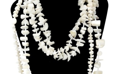 COLLECTION OF THREE VINTAGE WHITE STONE NECKLACES