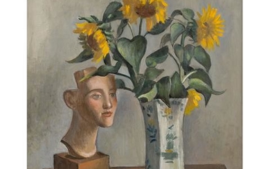 COUBINE, OTHON (auch Otakar Kubin; 1883-1967), "Stillleben mit Büste und Sonnenblumen in Vase"