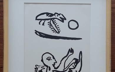 Carl-Henning Pedersen: Composition. Signed monogram CHP 44. Lithograph. 24.5×19 cm. Frame size 35.5×30.3 cm.