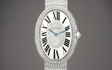 Cartier Baignoire, Reference 3032 | A white gold and diamond-set bracelet watch, Circa 2013 | 卡地亞 | Baignoire 型號3032 | 白金鑲鑽石鏈帶腕錶，約2013年製