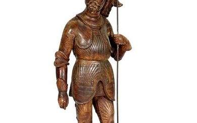 Carved Wood Figure of Bois Guilbert Ivanhoe Knight