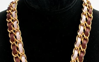 Chanel Clover Gold-Tone Metal Chain Link Necklace