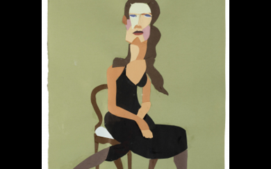 Chantal Joffe ( St. Albans 1969 ) , "Untitled" 2004 papers collage cm 54x37 Signed on the label on the reverse Provenance Monica De Cardenas, Milan Private collection,...