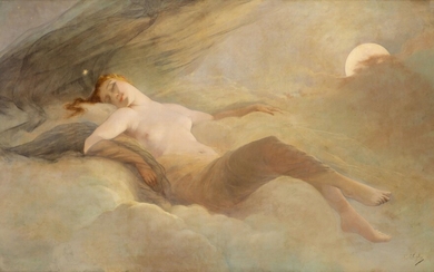 Charles Josuah CHAPLIN (1825-1891), "Séléné dormant sur les nuages"