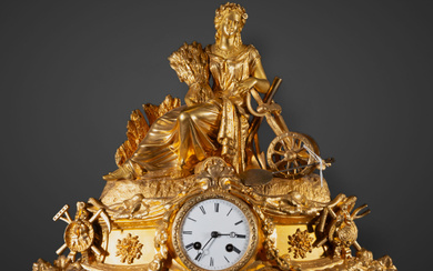 Charles X clock in gilt bronze ormolu with Goddess Ceres,...