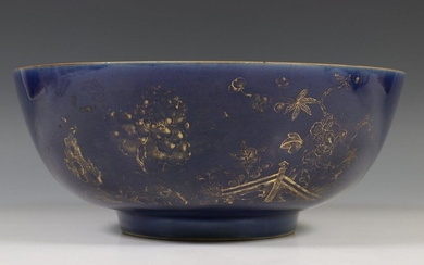 China, powder blue glazed porcelain bowl, 18th century,...
