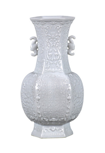 Chinese Blanc de Chinese Hexagonal Porcelain Vase
