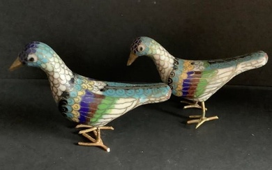 Chinese Cloisonné pair bird figurines