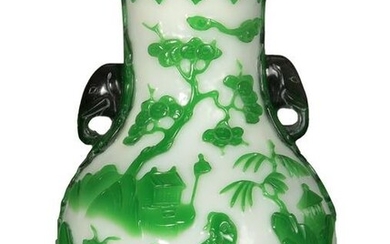 Chinese Green Peking Glass Vase, 19th Century
