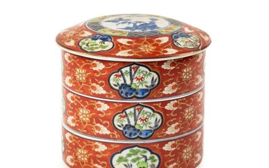 Chinese Red and Blue Porcelain Stacking Box