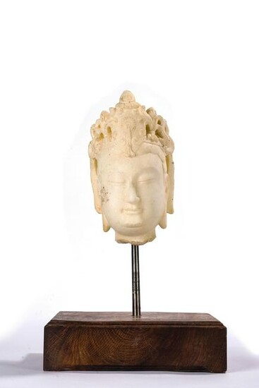 Chinese White Marble of Carved Buddha Head