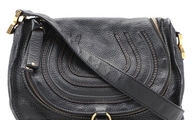 Chloé Marcie Black Pebble Grain Leather Crossbody Bag