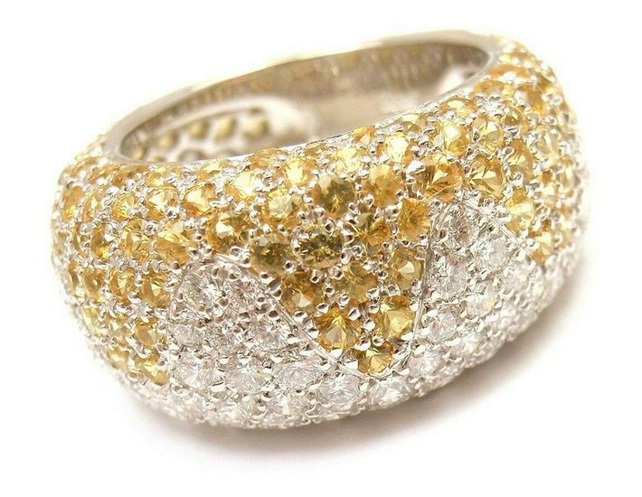 Chopard 18k White Gold Yellow Sapphire Diamond Wave