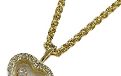 Chopard Necklace Women's Brand Heart 750YG 3P Happy Diamond Yellow Gold 79/4502 Jewelry Polished
