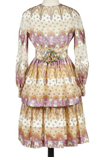 Christian Dior 1970's Vintage Floral Dress Sz S