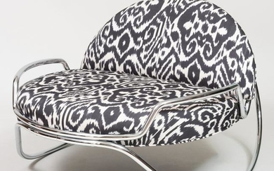 Chrome Rocker Upholstered in an Ikat Pattern, of Recent
