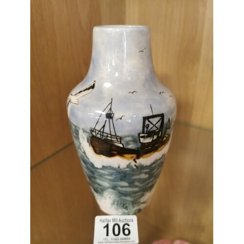 Cobridge Vintage Handpainted Stoneware Vase w/Trawlermen in ...