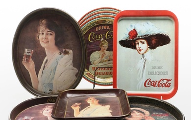 Coca-Cola Advertising Trays with Stand