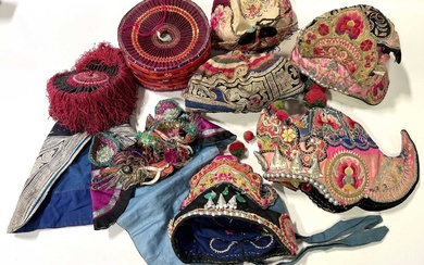 Collection of Chinese embroidered hats