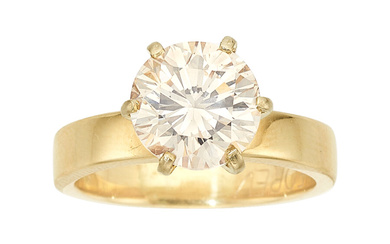 Colored Diamond, Gold Ring Stones: Round brilliant-cut light brown...