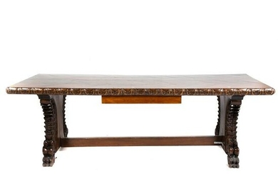 Continental Carved Oak Library Table