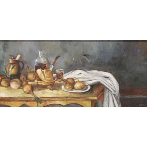 Continental school (20th century), Still life with onions, ...