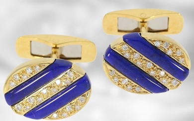 Cufflinks: attractive cufflinks with lapis lazuli and diamonds,...