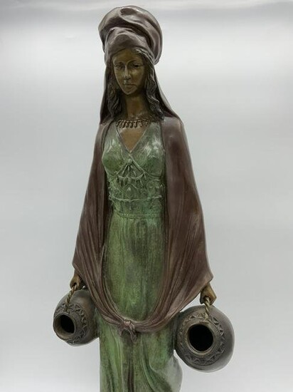 D. Alonzo Signed Bronze of Woman Carrying Water