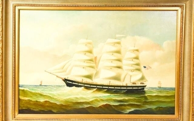 D. Tayler Maritime Framed Oil Painting on Canvas