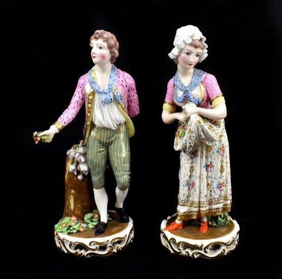DERBY; a large pair of early 19th century figures...