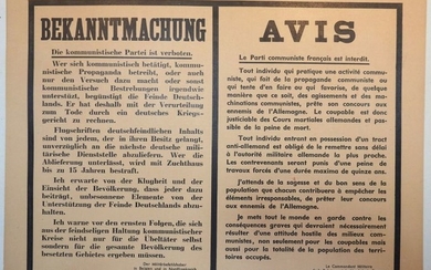 DISPLAY. GERMANY. "Avis, Le parti communiste français est...