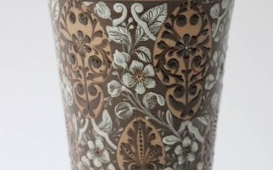 DOULTON LAMBETH (1878). Enamelled stoneware vase decorated with...