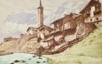 DREVET (Joanny) - L'Isère à Tignes, Becc. 221, s.d.. encadrée, 49 x 48 cm, simple...