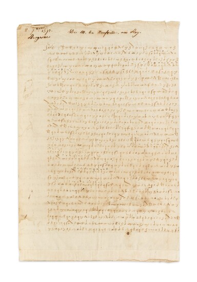 DUC DE GUISE. Lettre autographe signée à Monsieur d'Entraigues. "Ce treyze" [février 1586 ?].