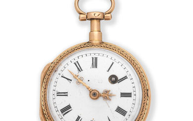 Denis, A Paris. A continental gold key wind open face pocket watch with concealed erotic scene Circa 1780 and later