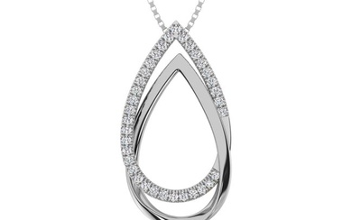 Diamond 1/6 ct tw Tear Shape Pendant in 14K White Gold
