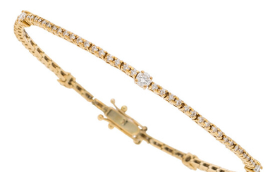 Diamond, Gold Bracelet The bracelet features full-cut diamonds weighing...