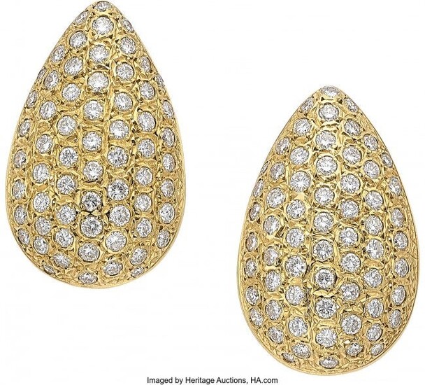 Diamond, Gold Earrings Stones: Full-cut diamon