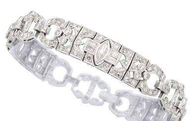 Diamond, Platinum, White Metal Bracelet Stones: Full, single, baguette,...