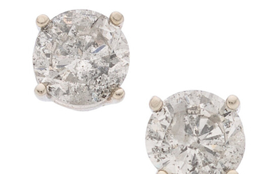 Diamond, White Gold Earrings The stud earrings feature round...
