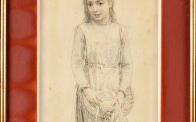 Diogène Ulysse N. MAILLART (1840-1926) Portrait d’Eva, fille de l’artiste Dessin au crayon Signé en...