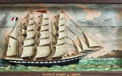 Diorama d'un quatre mâts barque Barque ”Blanche... - Lot 206 - Tessier & Sarrou et Associés
