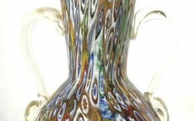 Double Handle Hand Blown Art Glass Vase