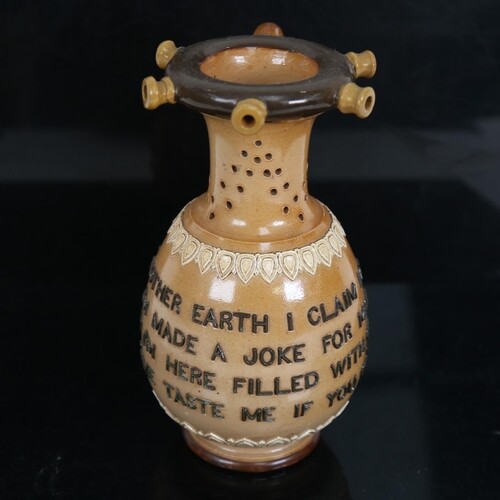 Doulton Lambeth stoneware puzzle jug, decorator possibly Eli...