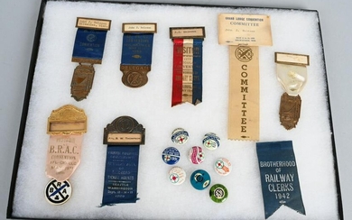 EARLY RAILROAD UNION CONVENTION BADGES