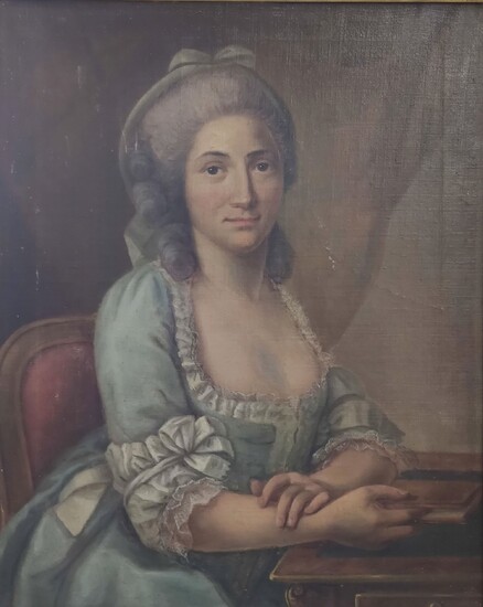 ECOLE FRANCAISE FIN XVIIIème début XIXème siècle Portrait d'une jeune femme Huile sur toile encadrée...